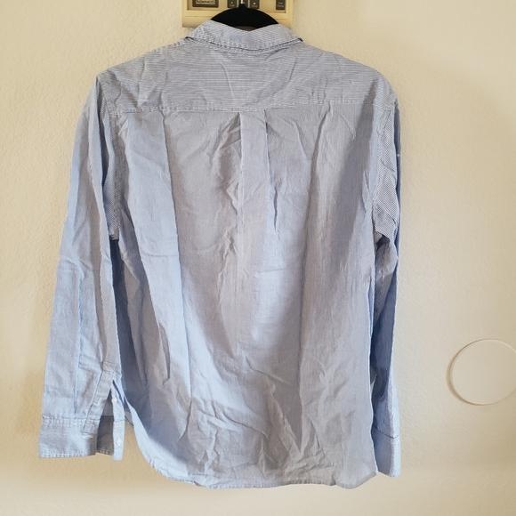 Everlane The Silky Cotton Relaxed Shirt Blue White Stripe 12 - Picture 8 of 9